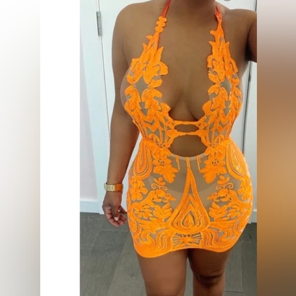 Sexy orange mini dress